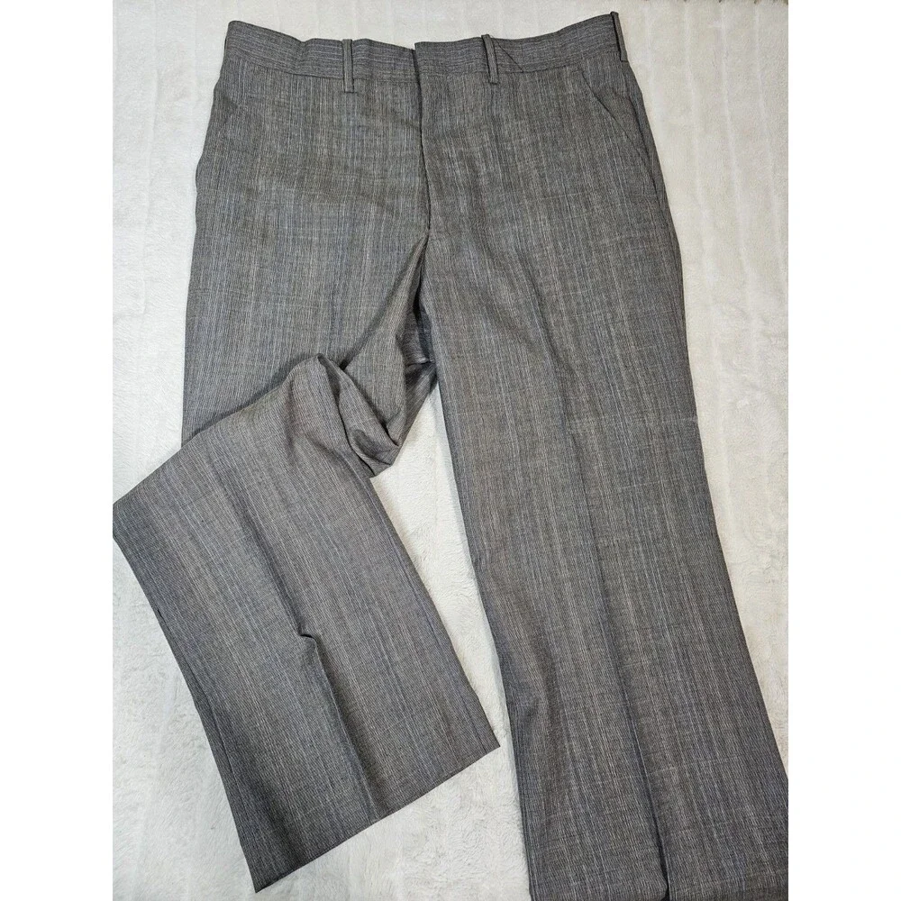 Vintage Austin Manor 3 Piece Suit Mens 42S 35x30 Grey Multi Micro Pinstripe Wool